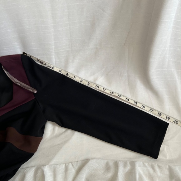 Muse Knit Black Dress Contrast Insets Bust and Hem Fall Colors Size 12 NWT - Picture 9 of 11